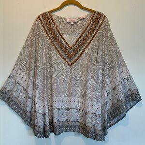 Panhandle Texas Western Aztec Embroidered Poncho Tunic